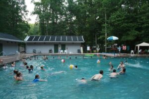Playing sharks and minnows in the water